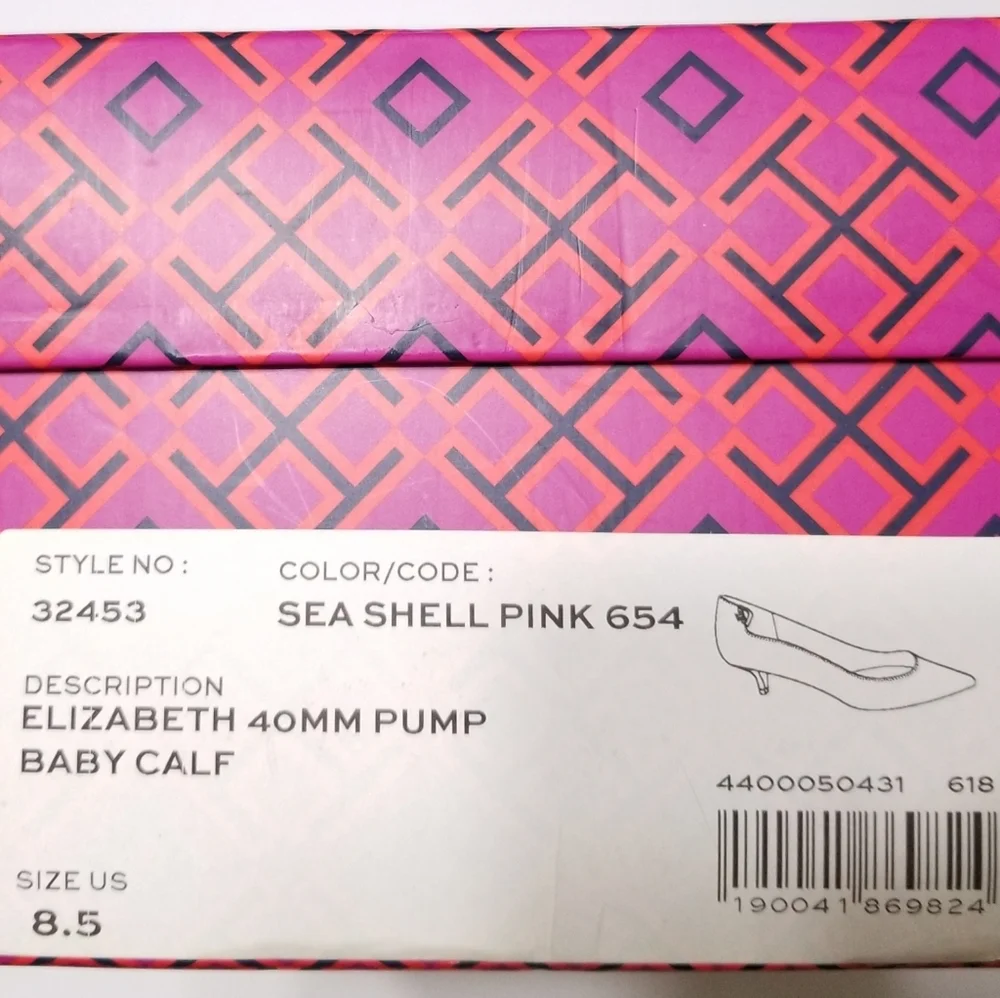 NIB Tory Burch Elizabeth Pump 40MM Leather Sea Shell Pink Size 8.5, 9 $278